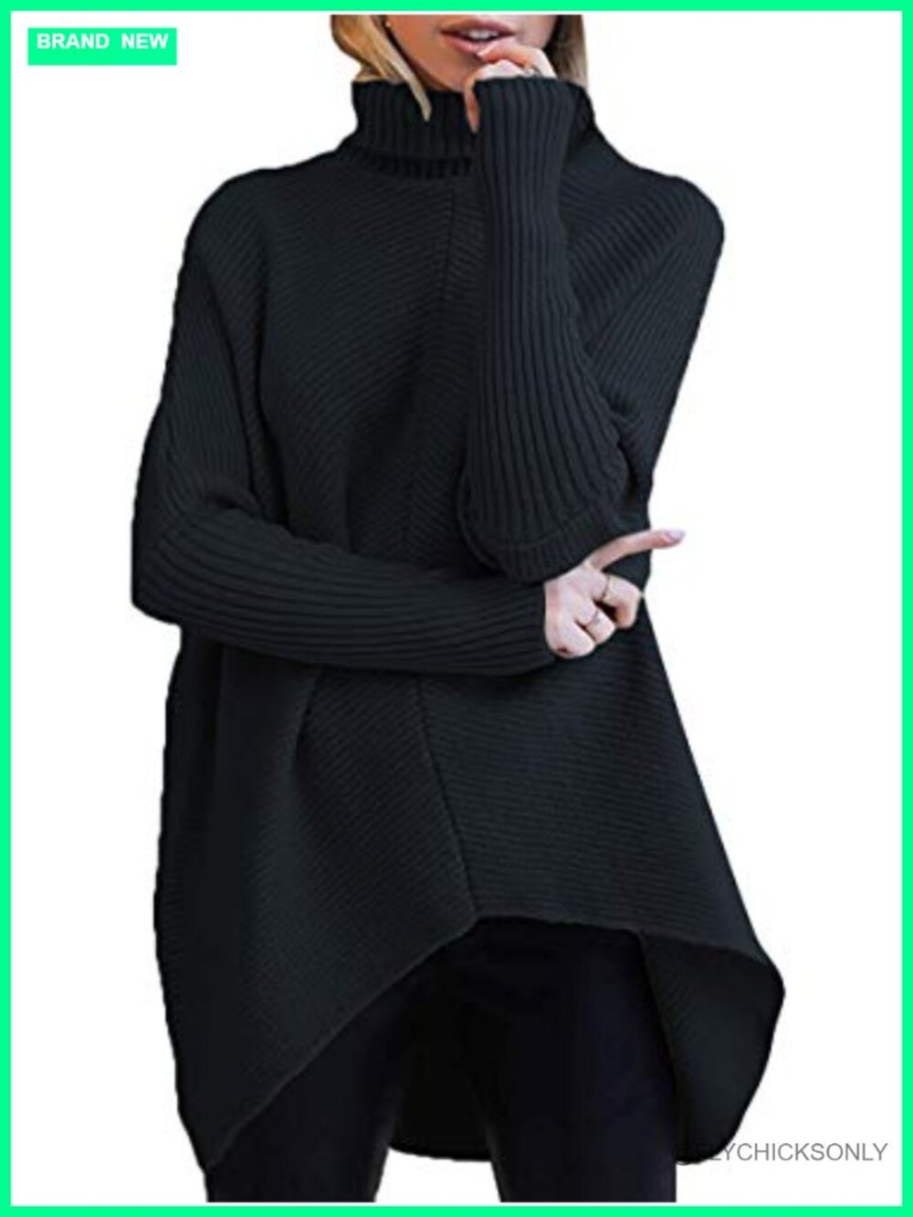 Oversized Turtleneck Sweater Batwing Sleeve Tunic Top Fall Winter